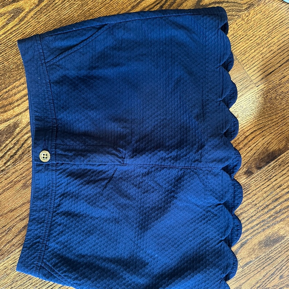 Lilly Pulitzer Dark Blue Scalloped High Waist Shorts
